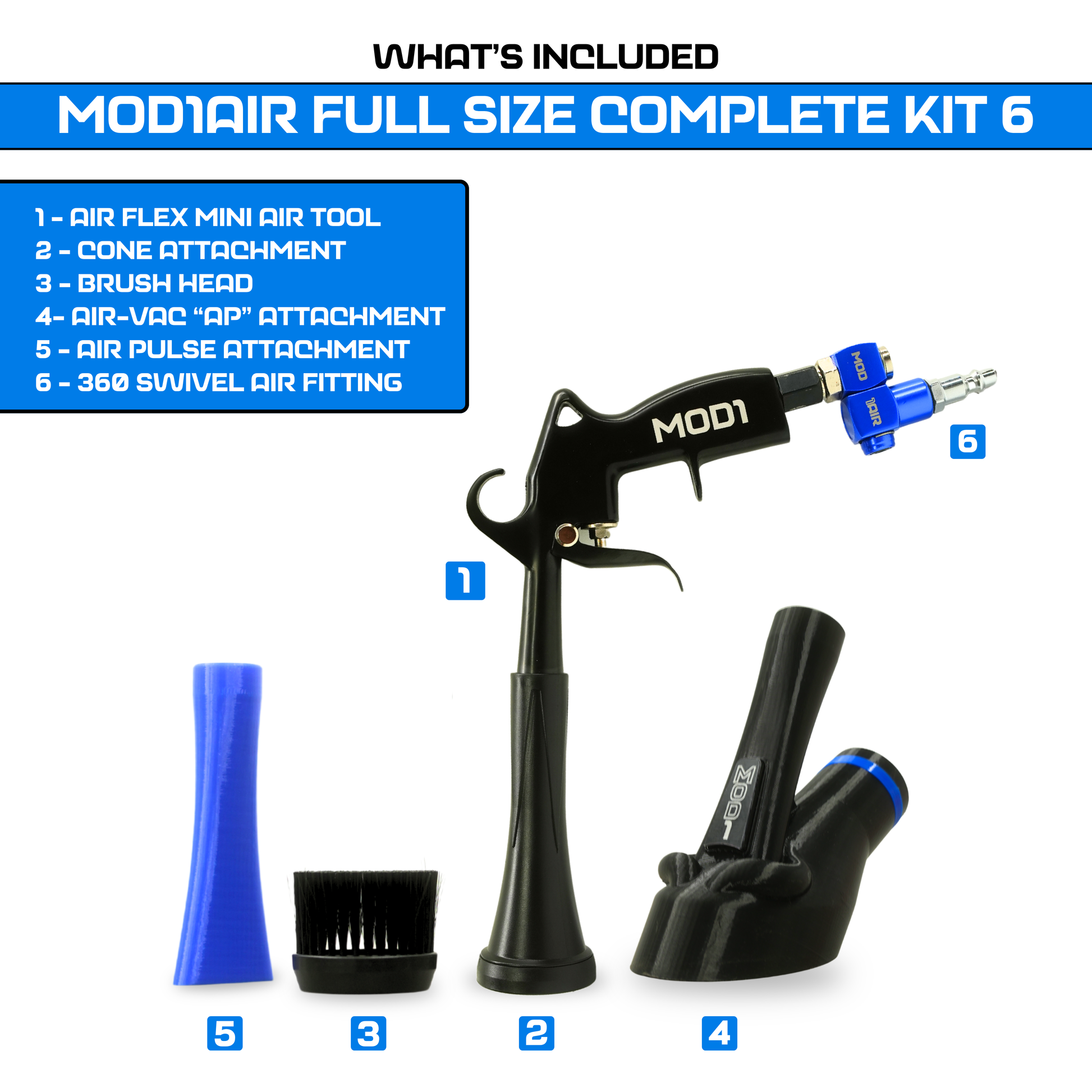 MOD1AIR Complete Full Size Air Tool 6 Piece Modular Detailing Kit