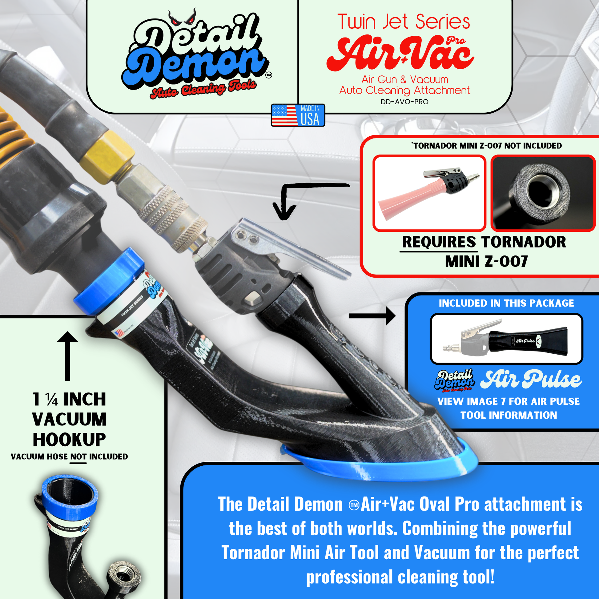 Multi Pack - Air+Vac Attachment & Crevice Air Pulse Attachment for the Tornador Mini Z-007