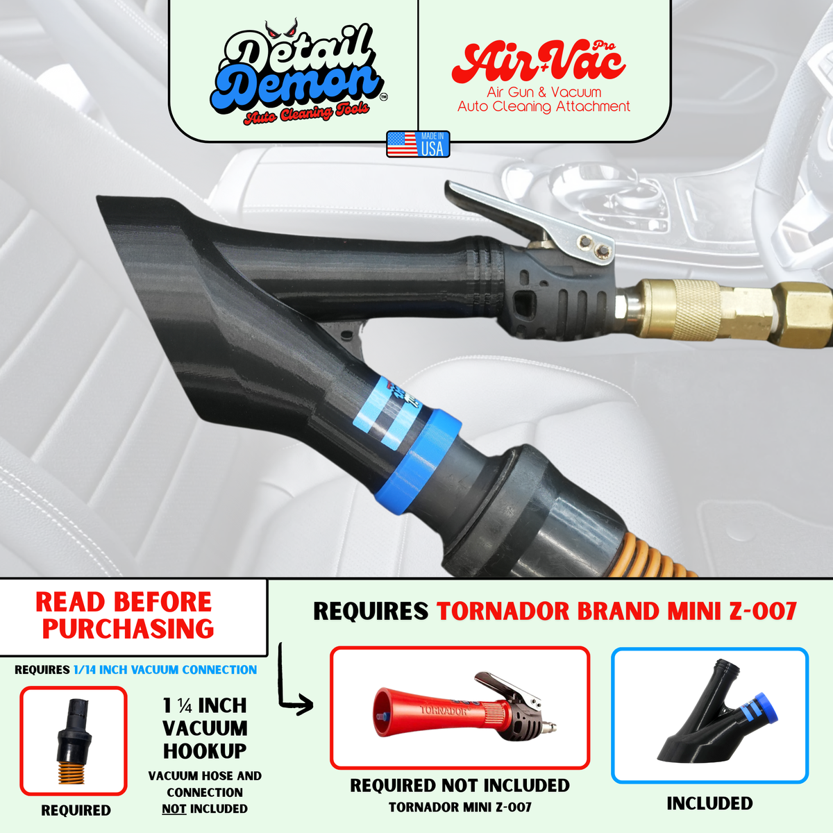 Multi Pack - Air+Vac Attachment & Crevice Air Pulse Attachment for the Tornador Mini Z-007
