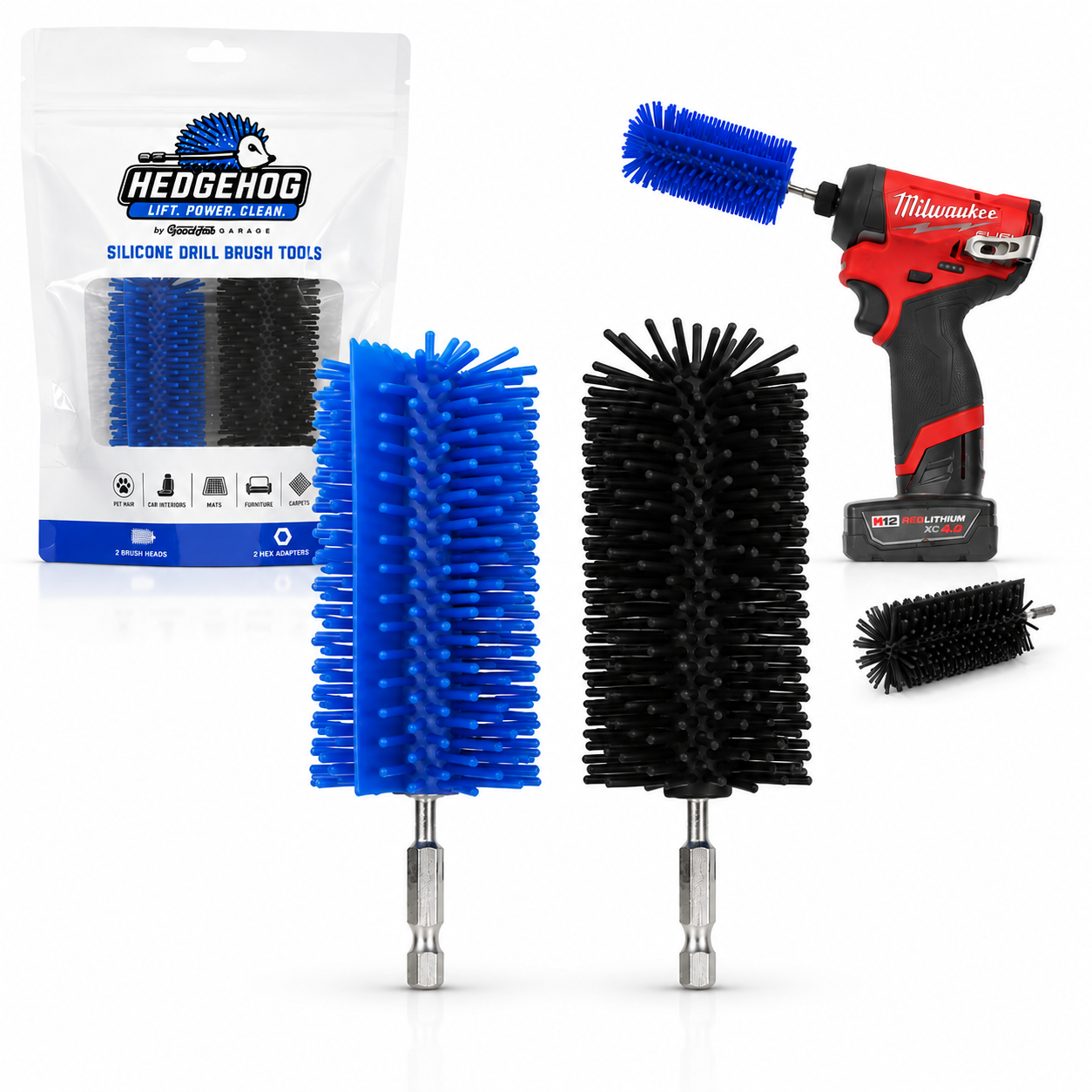 Hedgehog Silicone Drill Brush Attachments - 2 Pack