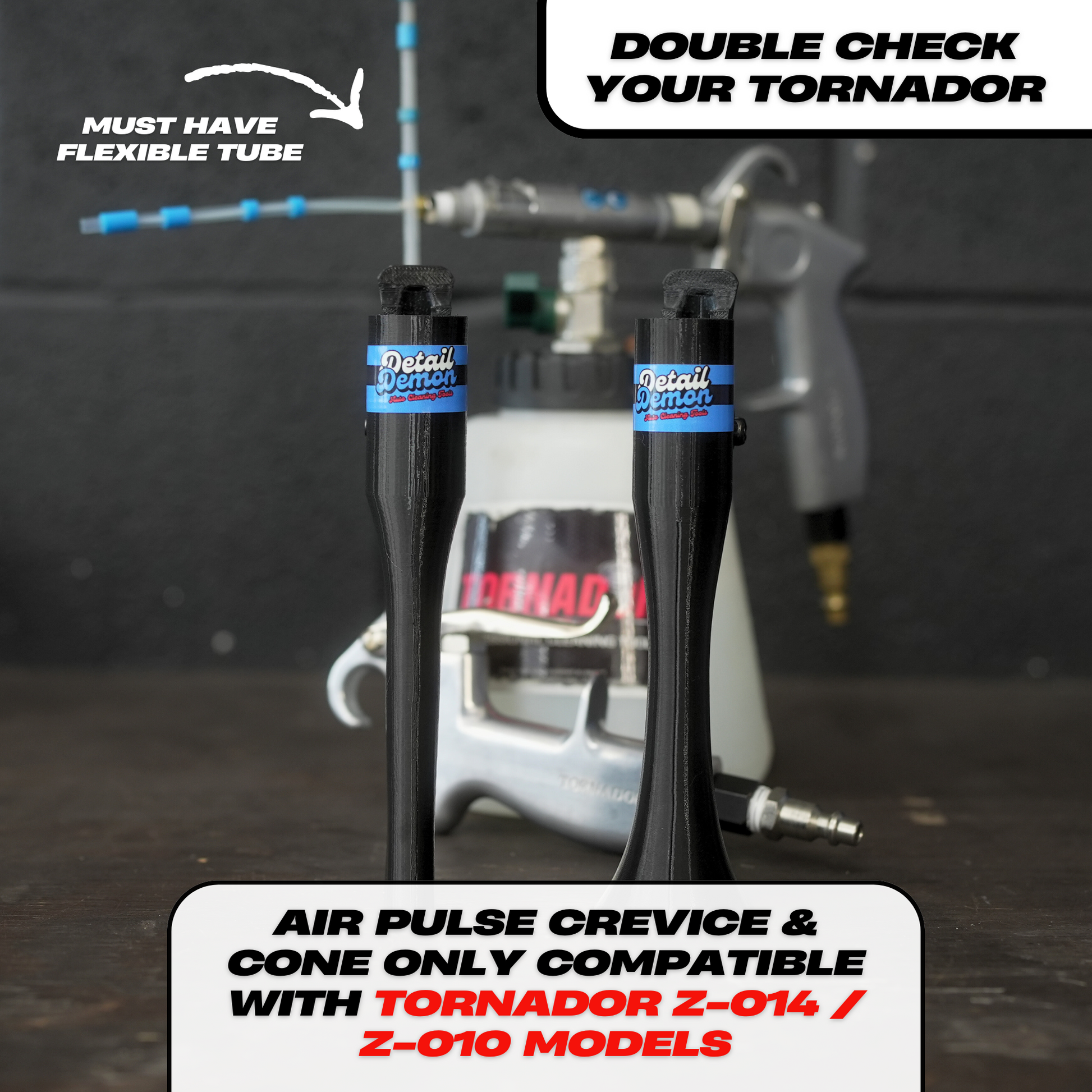 2 Pack - Detail Demon Air Pulse Crevice & Cone Attachments - Compatible with Tornador Z-014 & Z-010 Models