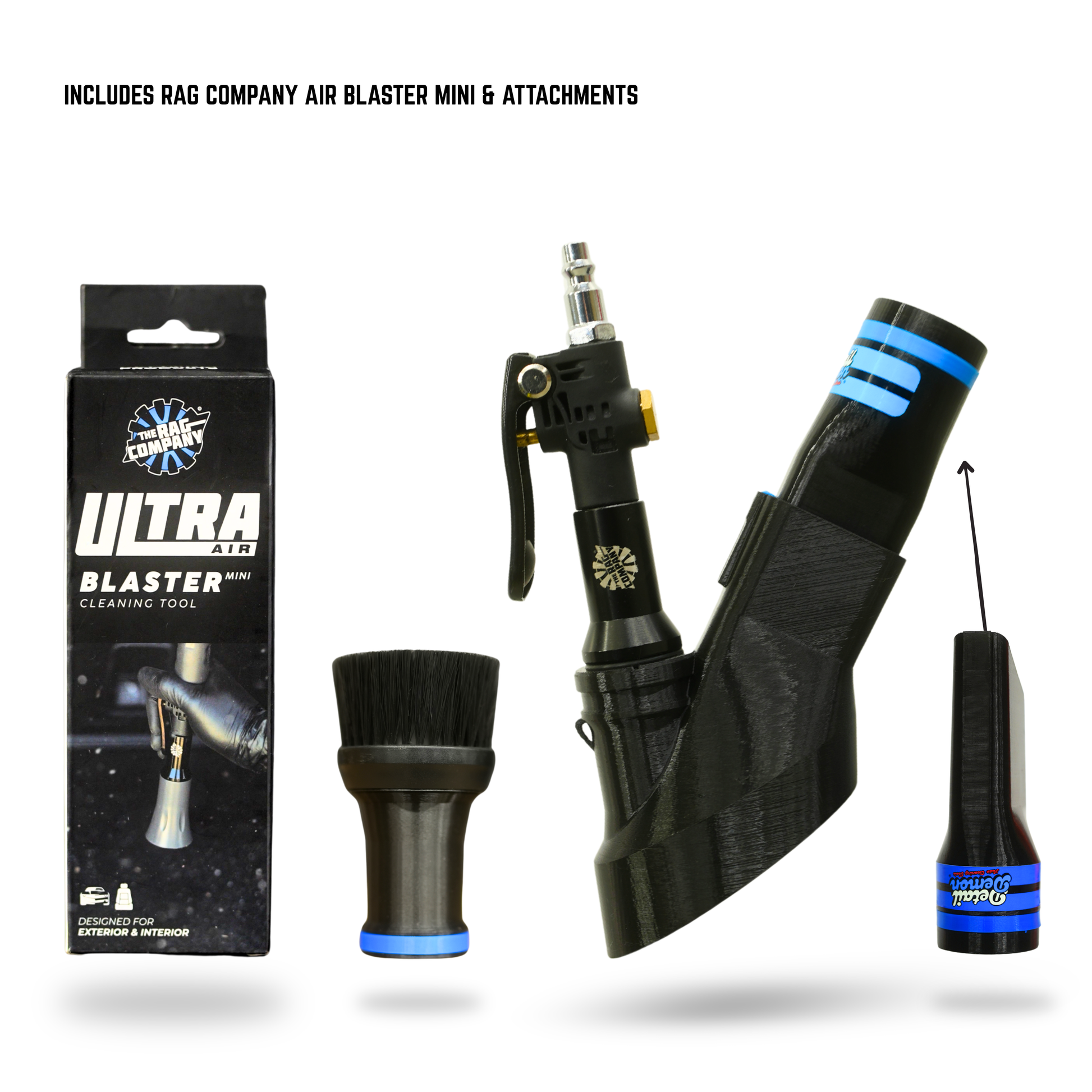 Multi Pack - The Rag Company Ultra Air Blaster Mini, Air-Vac-Crevice Attachment, & Brush Cone