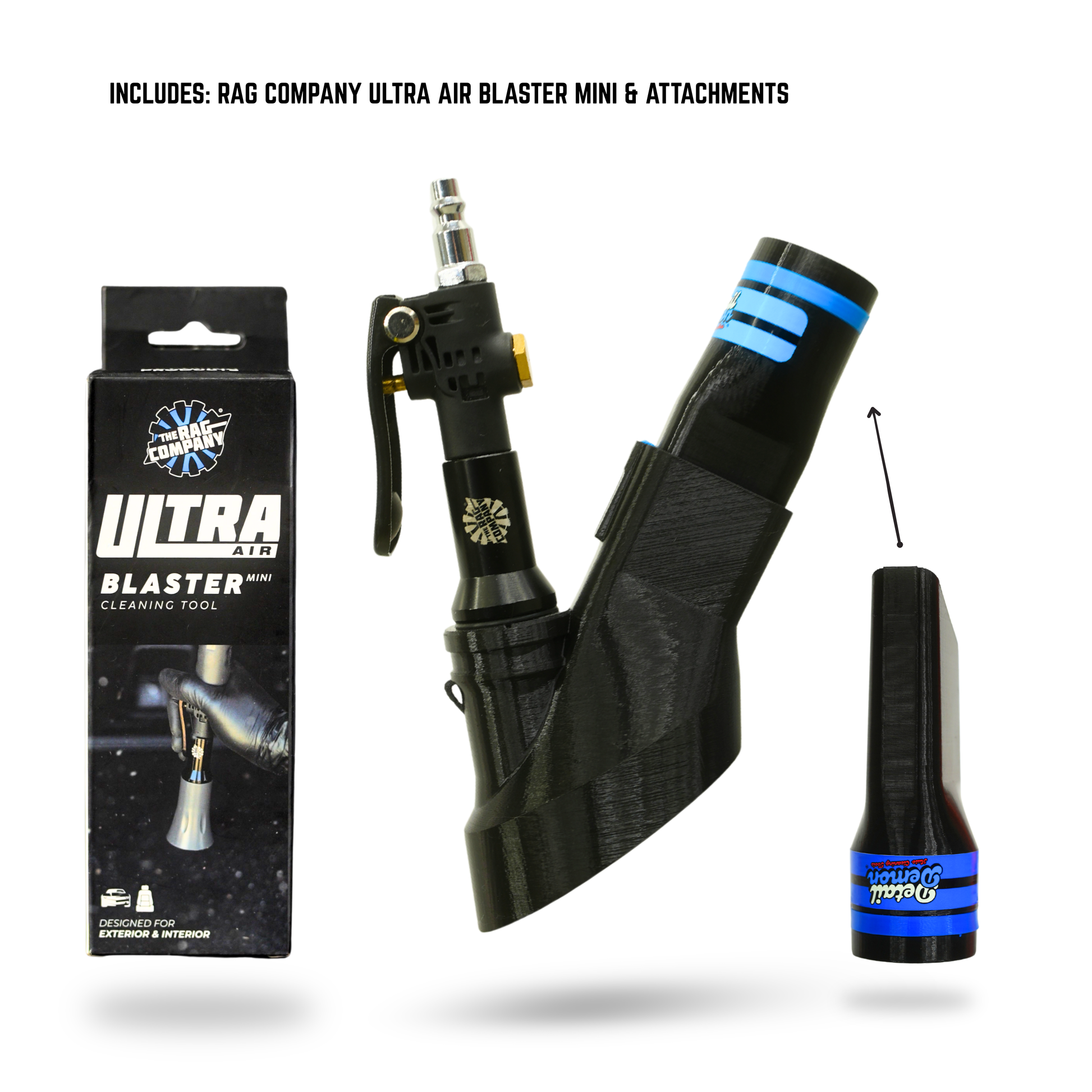 Multi Pack - The Rag Company Ultra Air Blaster Mini, Air-Vac-Crevice Attachment, & Brush Cone