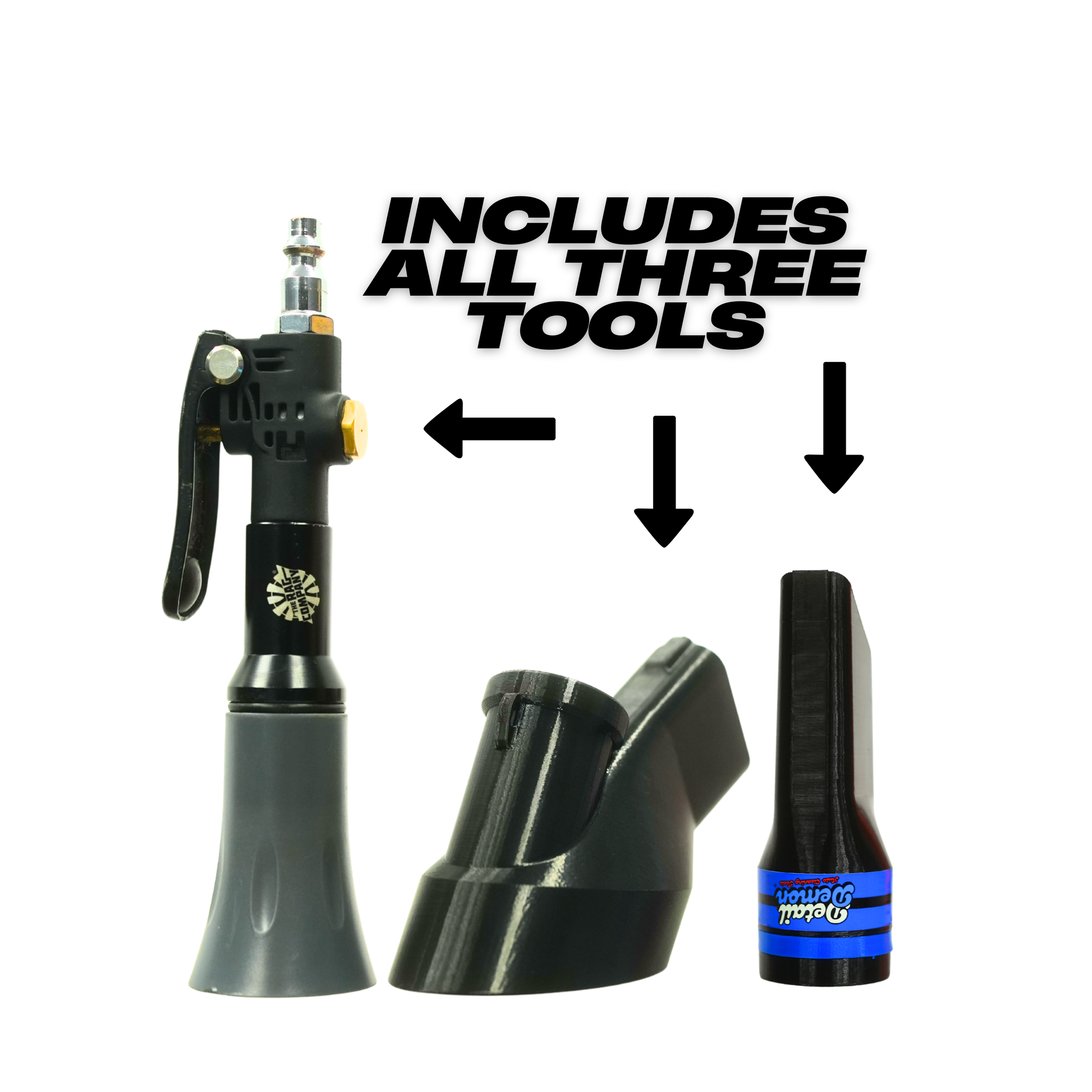 Multi Pack - The Rag Company Ultra Air Blaster Mini, Air-Vac-Crevice Attachment, & Brush Cone