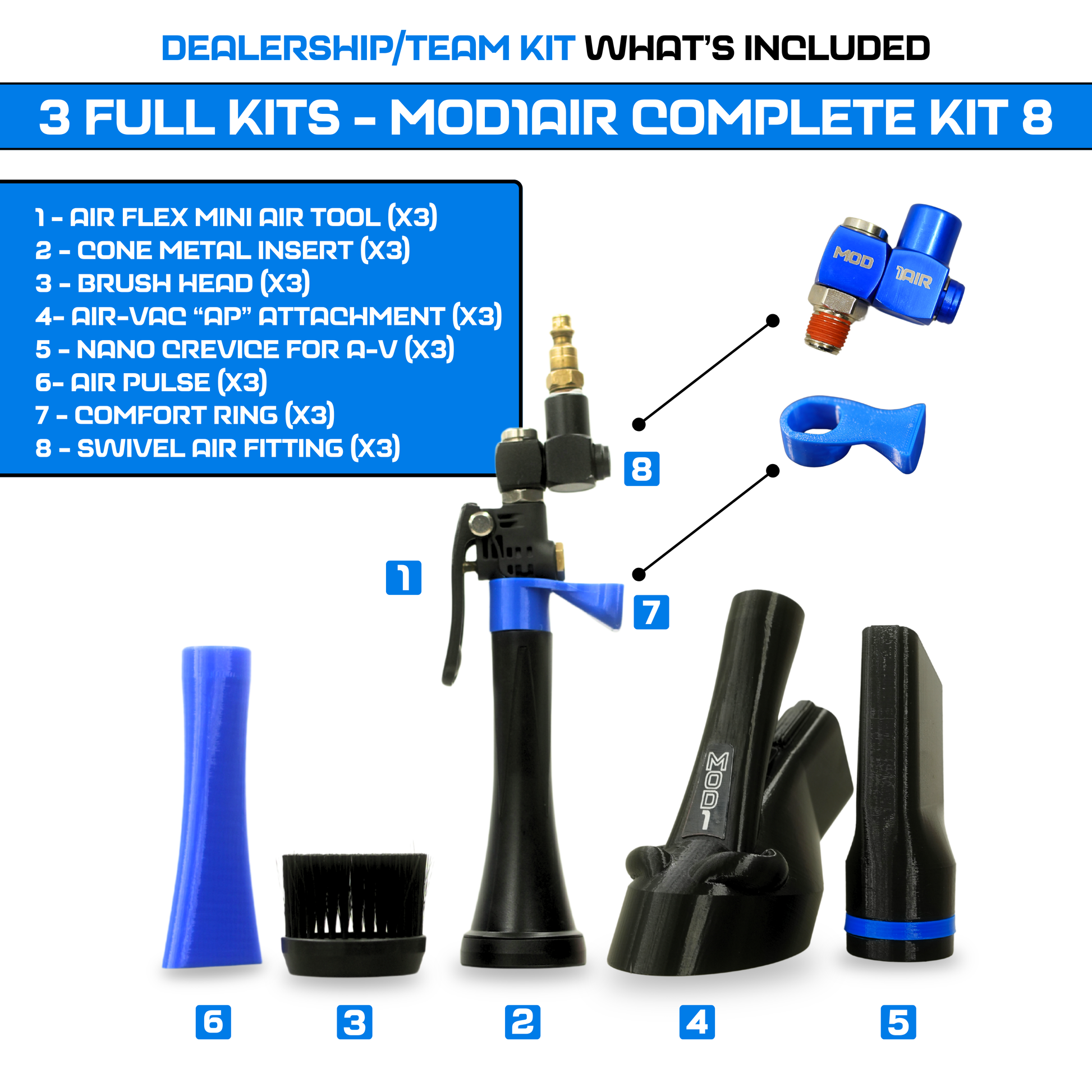 3 Kits - MOD1AIR Complete Air Tool 8 Piece Modular Detailing Kit