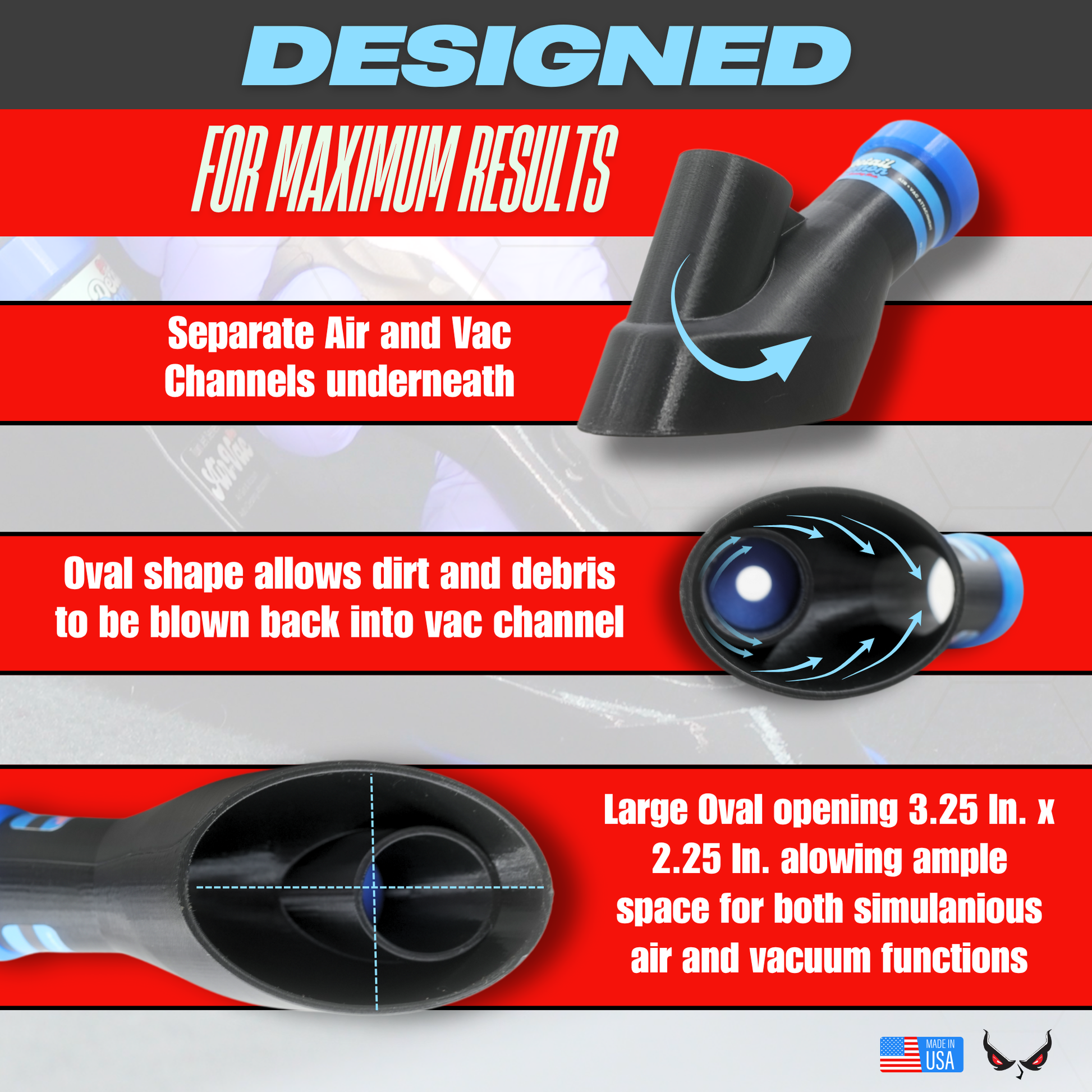 Air+Vac Oval Attachment for the Rag Company Ultra Air Blaster Version 2 & Mini